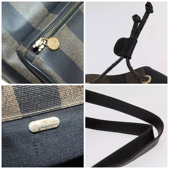 FENDI Pecan Canvas Backpack Brown Black gold Auth - Picture 16 of 16